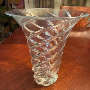 Durand Modern Art Glass Spiral Vase | Sculptural Clear Glass 10”